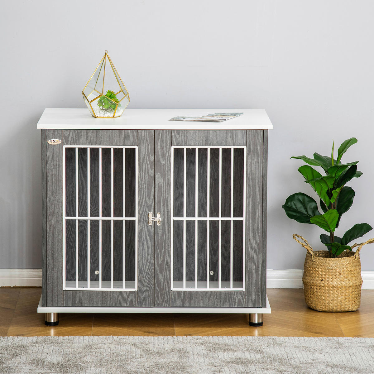 PawHut Hundekäfig Hundekäfig - (85,00/55,00/75,00cm) - PawHut