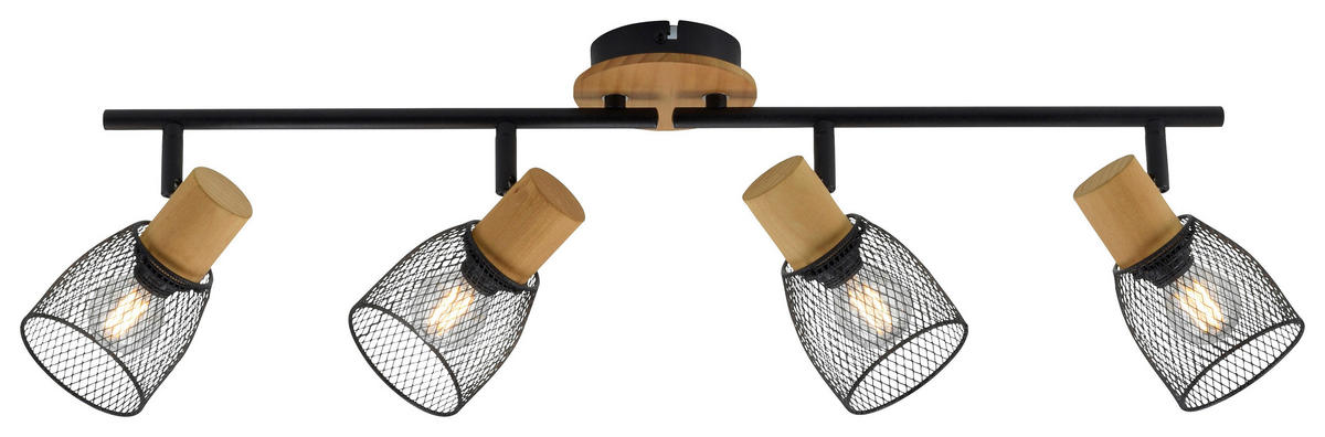 Just Light Spotbalken TAMIS 15194-79 natur schwarz Holz Metall B/H/T: ca. 83x22x24 cm E14 4 Brennstellen TAMIS - natur/schwarz (83,00/22,00/24,00cm) - Just Light