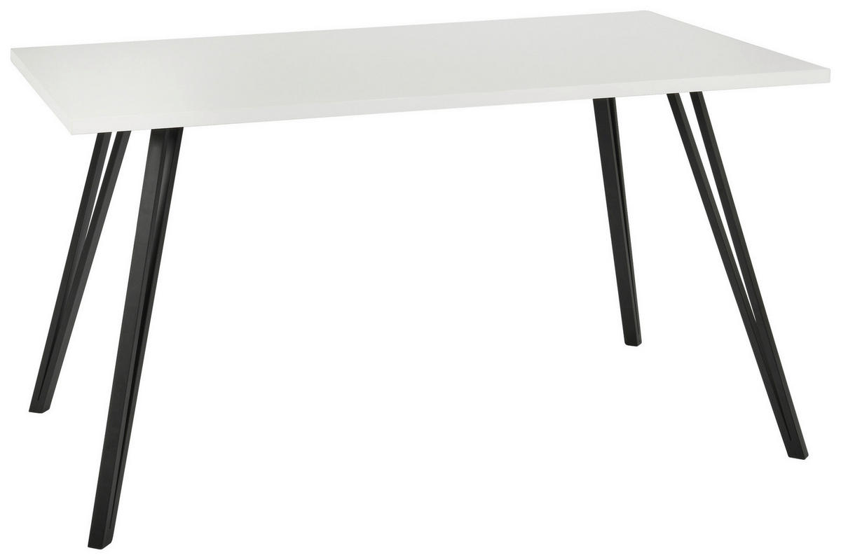 Esstisch Jennifer weiß Lack Hochglanz B/H/T: ca. 140x76x80 cm Jennifer - weiß/schwarz (140,00/76,00/80,00cm)