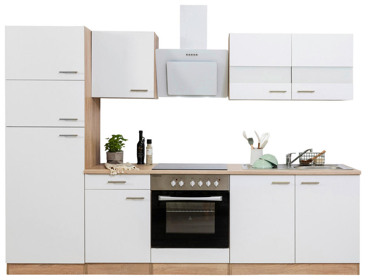 Respekta Küchenblock Economy weiß B/H/T: ca. 270x200x60 cm Economy - Eiche/weiß (270,00/200,00/60,00cm) - Respekta