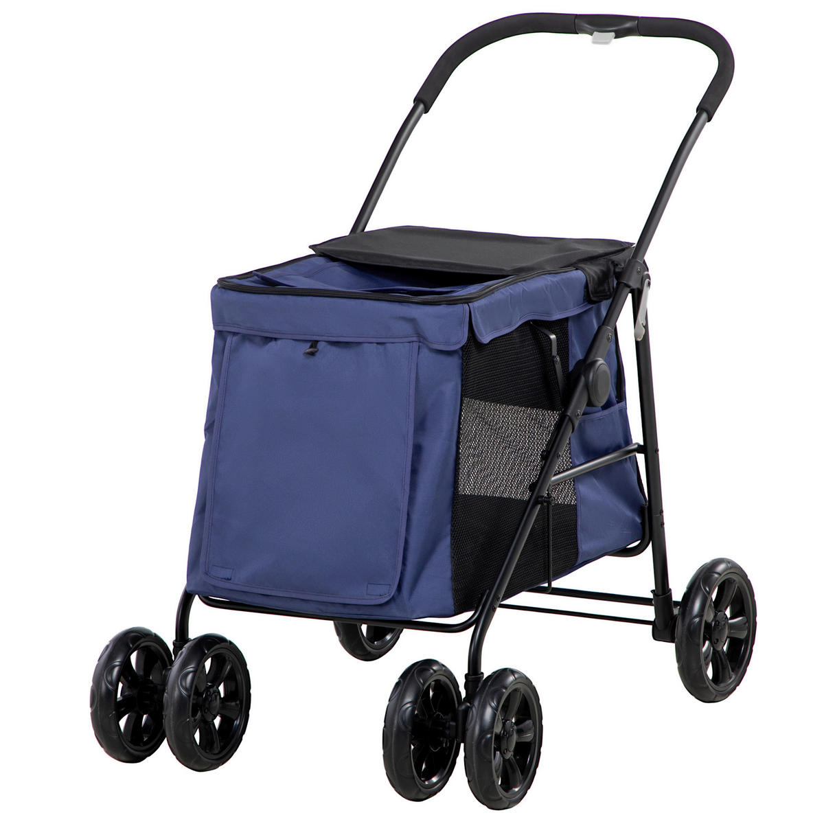 PawHut Hunde-Zubehör blau Polyester B/H/L: ca. 62x102x105 cm Hundewagen - blau (105,00/62,00/102,00cm) - PawHut