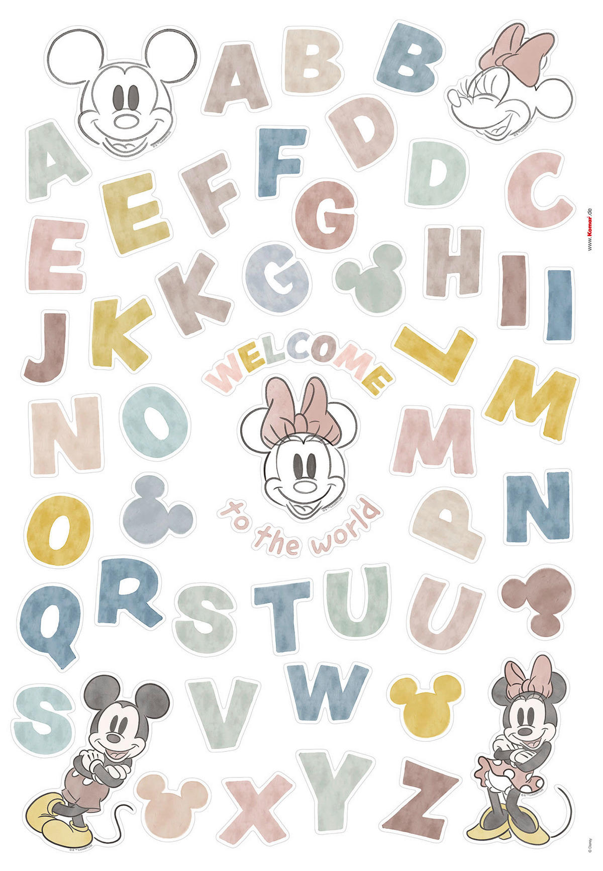Komar Wandtattoo Mickey Alphabet Disney Mickey Alphabet B/L: ca. 50x70 cm Mickey Alphabet - (50,00/70,00cm) - Komar