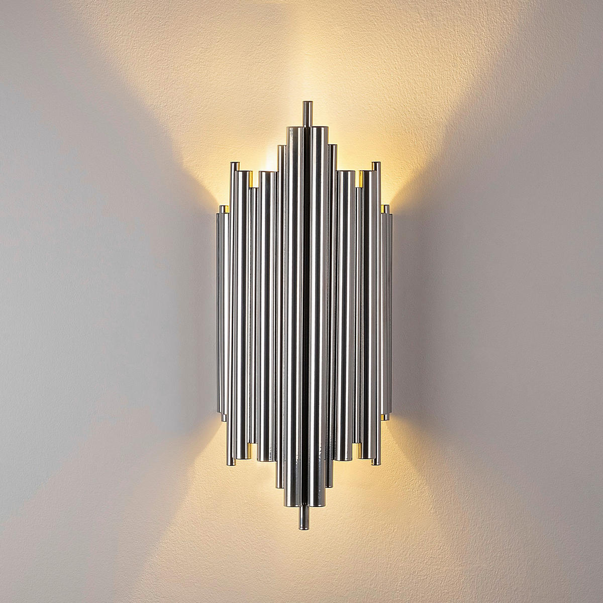 Opviq Wandleuchte Reis Chrom Metall B/H/T/L: ca. 22x50x22x11 cm E14 1 Brennstellen Reis - Chrom (11,00/22,00/50,00cm) - Opviq