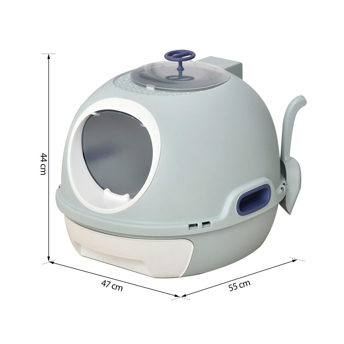 PawHut Katzentoilette blau Polypropylen B/H/T: ca. 47x44x55 cm Katzentoilette - blau (47,00/44,00/55,00cm) - PawHut