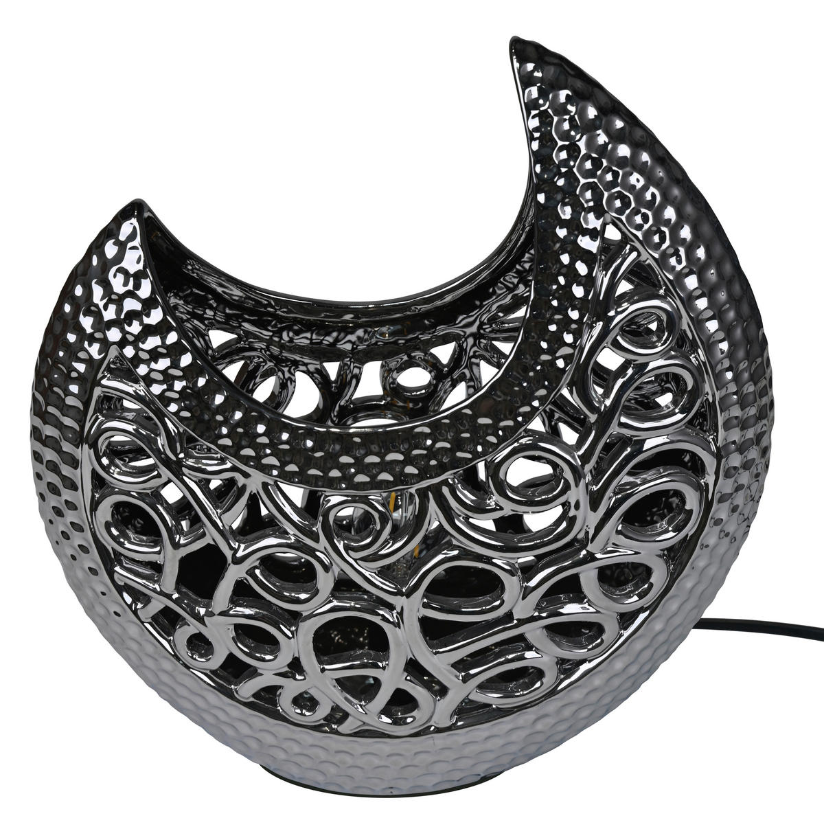 POCOline Keramik_Tischleuchte silber Keramik B/H/L: ca. 16x36x30 cm E14 1 Brennstellen Tischleuchte-Keramik_Adelina - silber (30,00/16,00/36,00cm) - POCOline