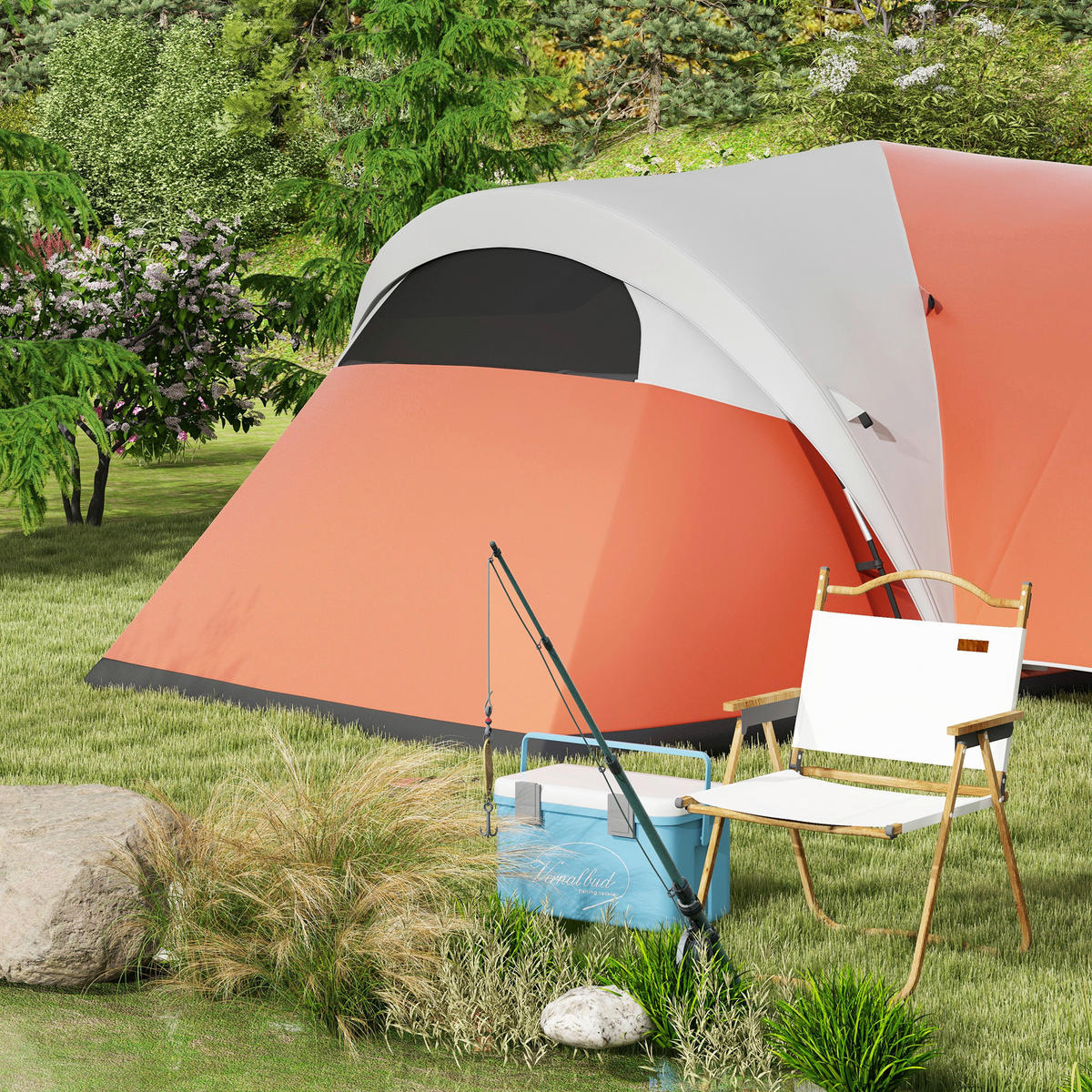 Outsunny Campingzelt B/H/L: ca. 300x198x550 cm Campingzelt - orange (550,00/300,00/198,00cm) - Outsunny