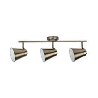 SPOT Light Spotbalken 2765311 altmessing weiß Metall B/H/T: ca. 65x20x12 cm E27 3 Brennstellen Amanda - weiß/altmessing (65,00/20,00/12,00cm) - SPOT Light