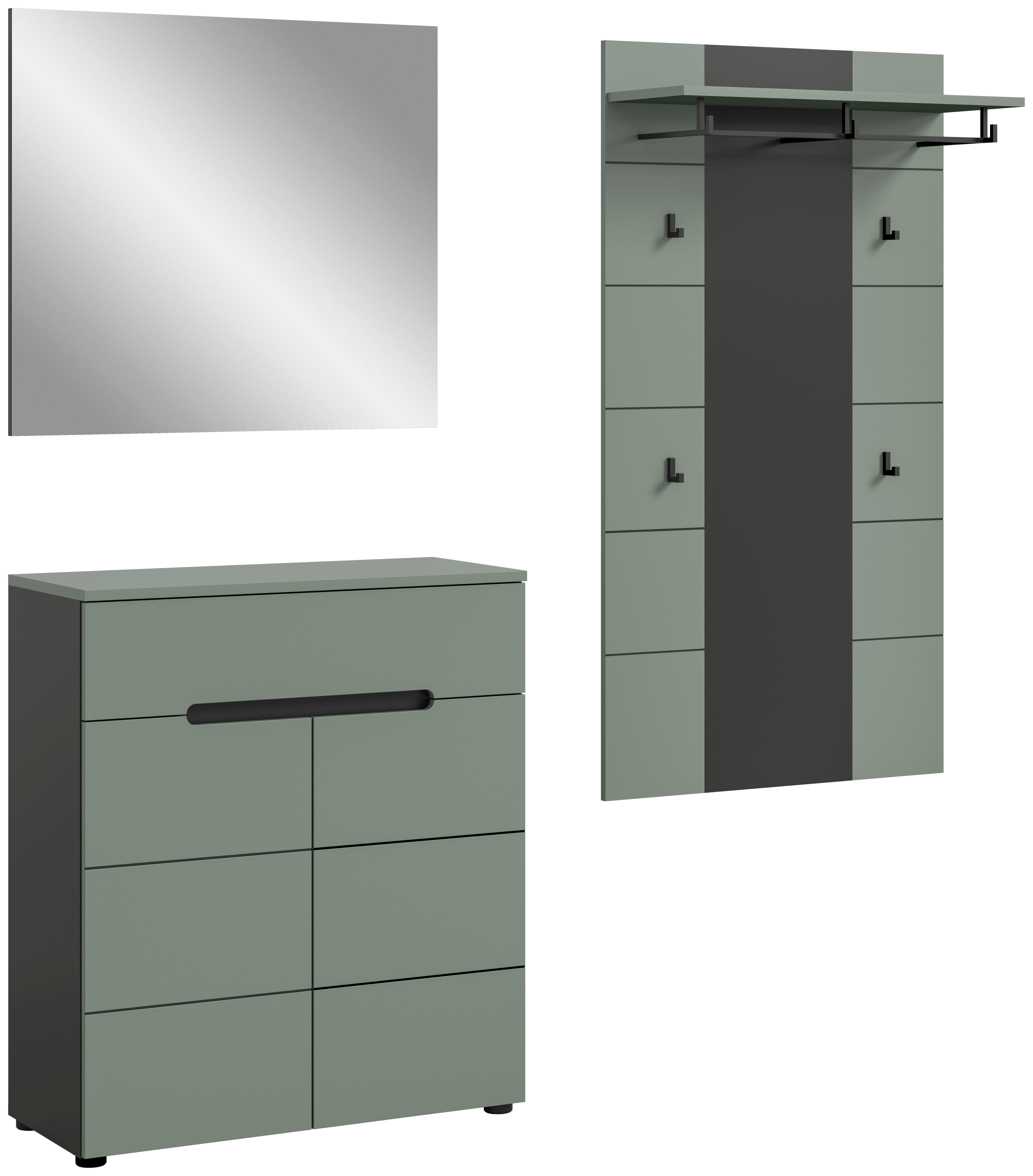 Garderobe Canu grün basaltgrau Nachbildung B/H/T: ca. 175x190x37 cm Canu - basaltgrau/grün (175,00/190,00/37,00cm) - xonox.home