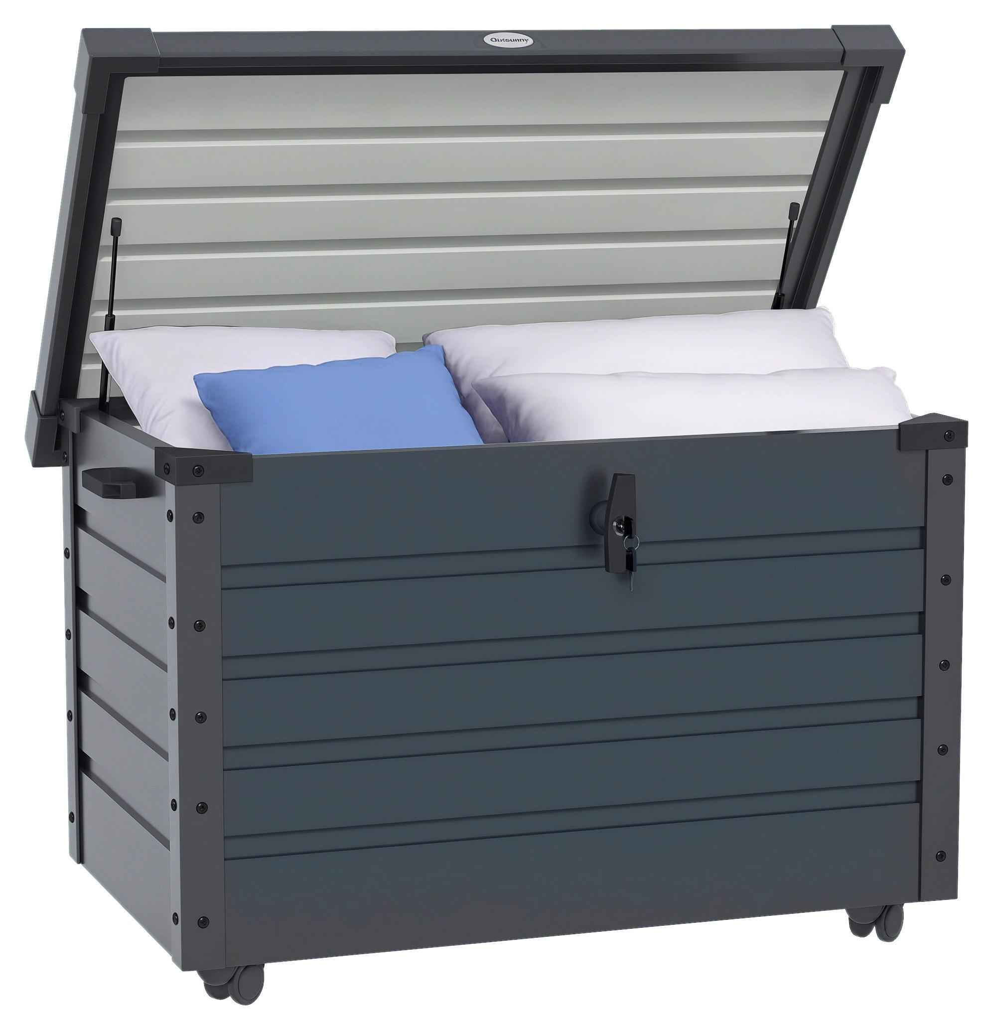 Outsunny Auflagenbox dunkelgrau Stahl B/H/L: ca. 62x65x100 cm Auflagenbox - dunkelgrau (100,00/62,00/65,00cm) - Outsunny