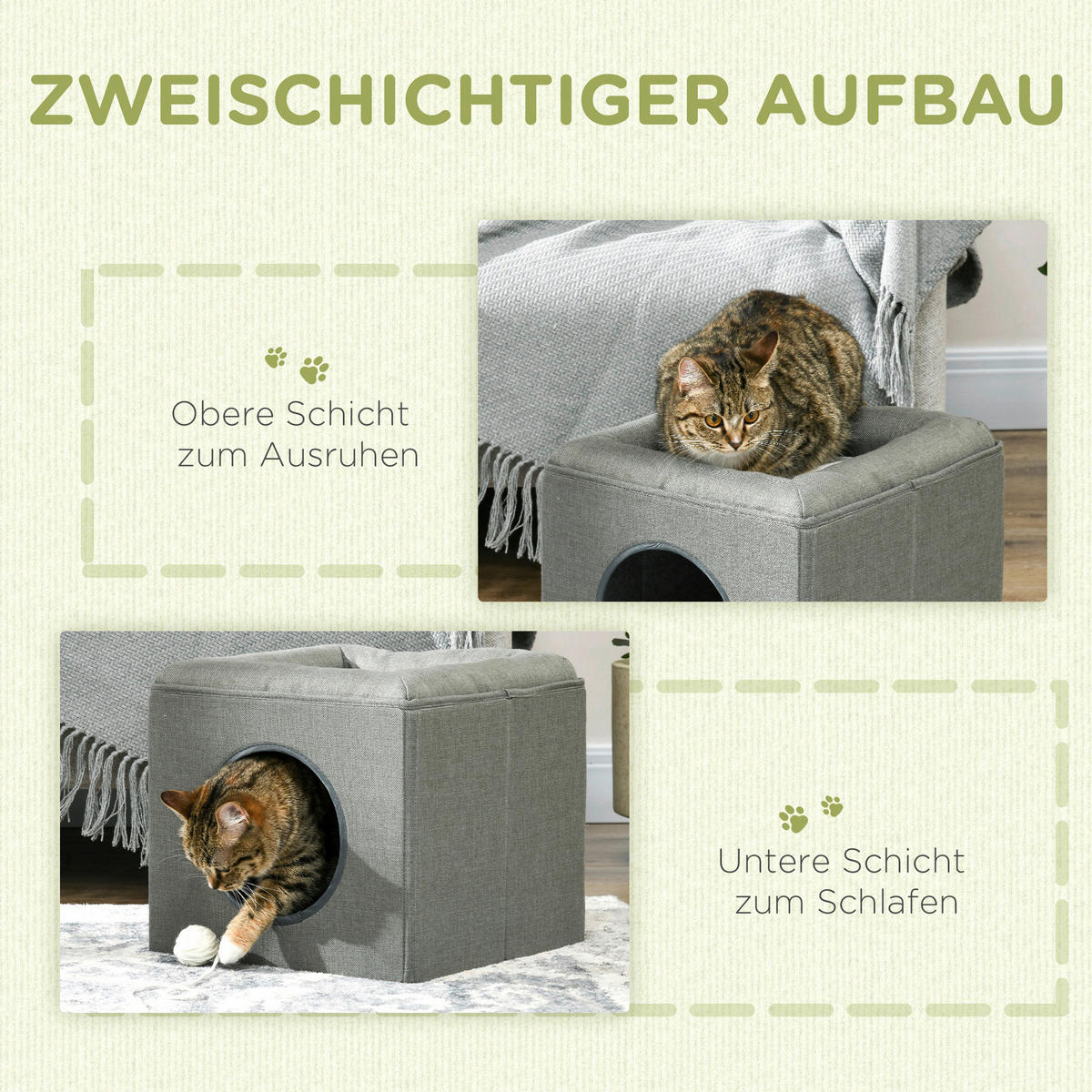PawHut Katzen-Zubehör grün Polyester B/H/L: ca. 36,5x36,5x33 cm Katzenhöhle - grün (33,00/36,50/36,50cm) - PawHut