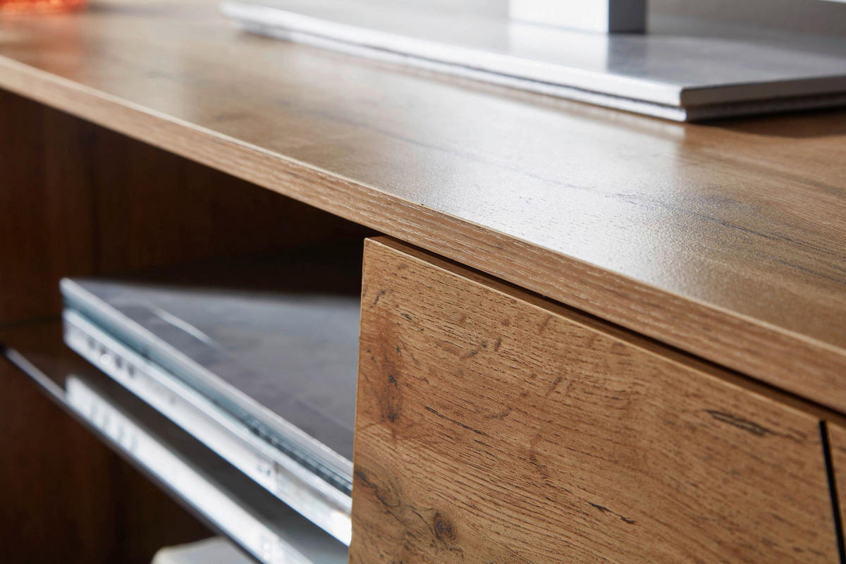 Lowboard Eiche Nachbildung glasklar B/H/T: ca. 160x50x40 cm Lowboard - Eiche/glasklar (160,00/50,00/40,00cm) - Wohnling