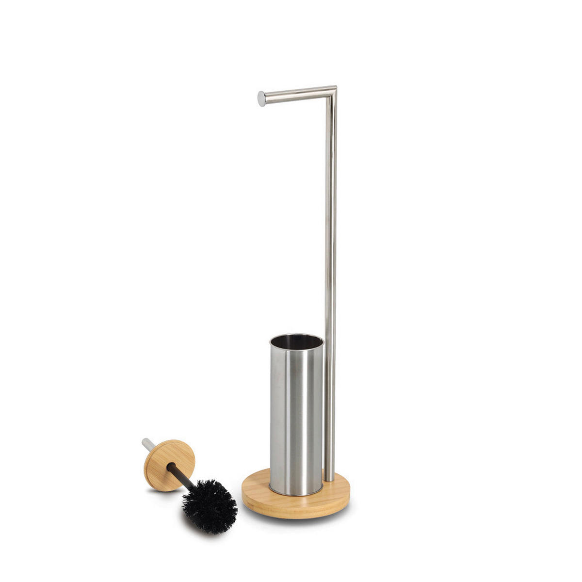 WC-Garnitur silber hellbraun Bambus WC-Garnitur - hellbraun/silber (19,00/19,00/72,50cm) - Zeller