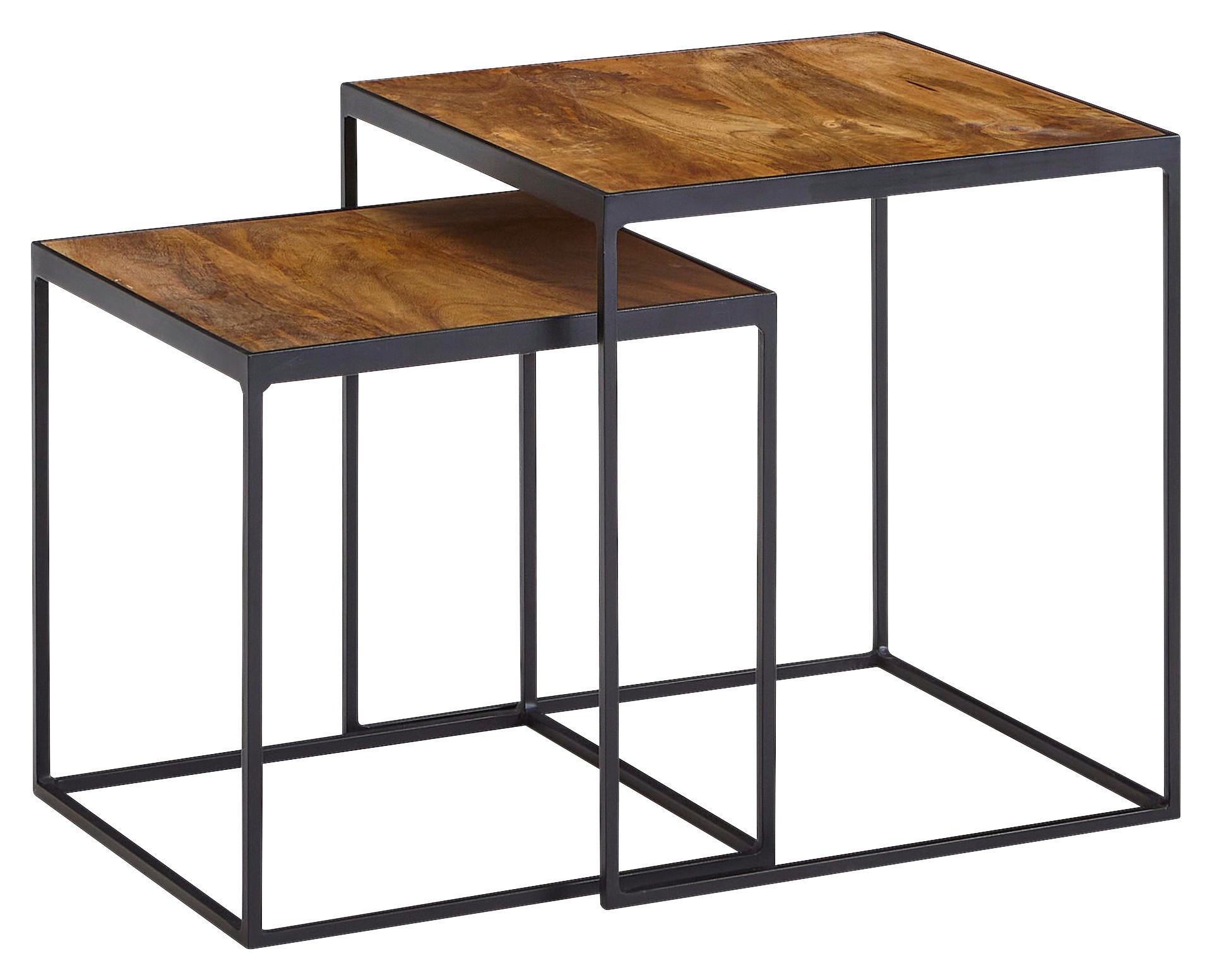 Beistelltisch 2er-Set. braun Holz B/H/T: ca. 40x44x40 cm 2er-Set. - braun (40,00/44,00/40,00cm) - Wohnling