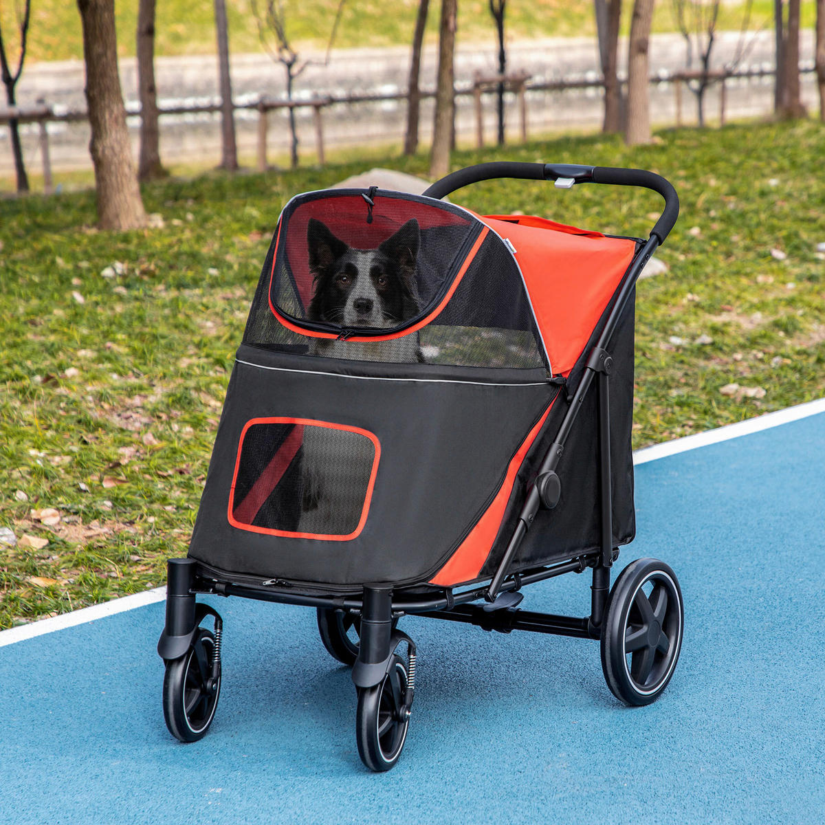 PawHut Hundebuggy rot Polyester-Mischgewebe B/H/L: ca. 65x100x112 cm Hundebuggy - rot (112,00/65,00/100,00cm) - PawHut