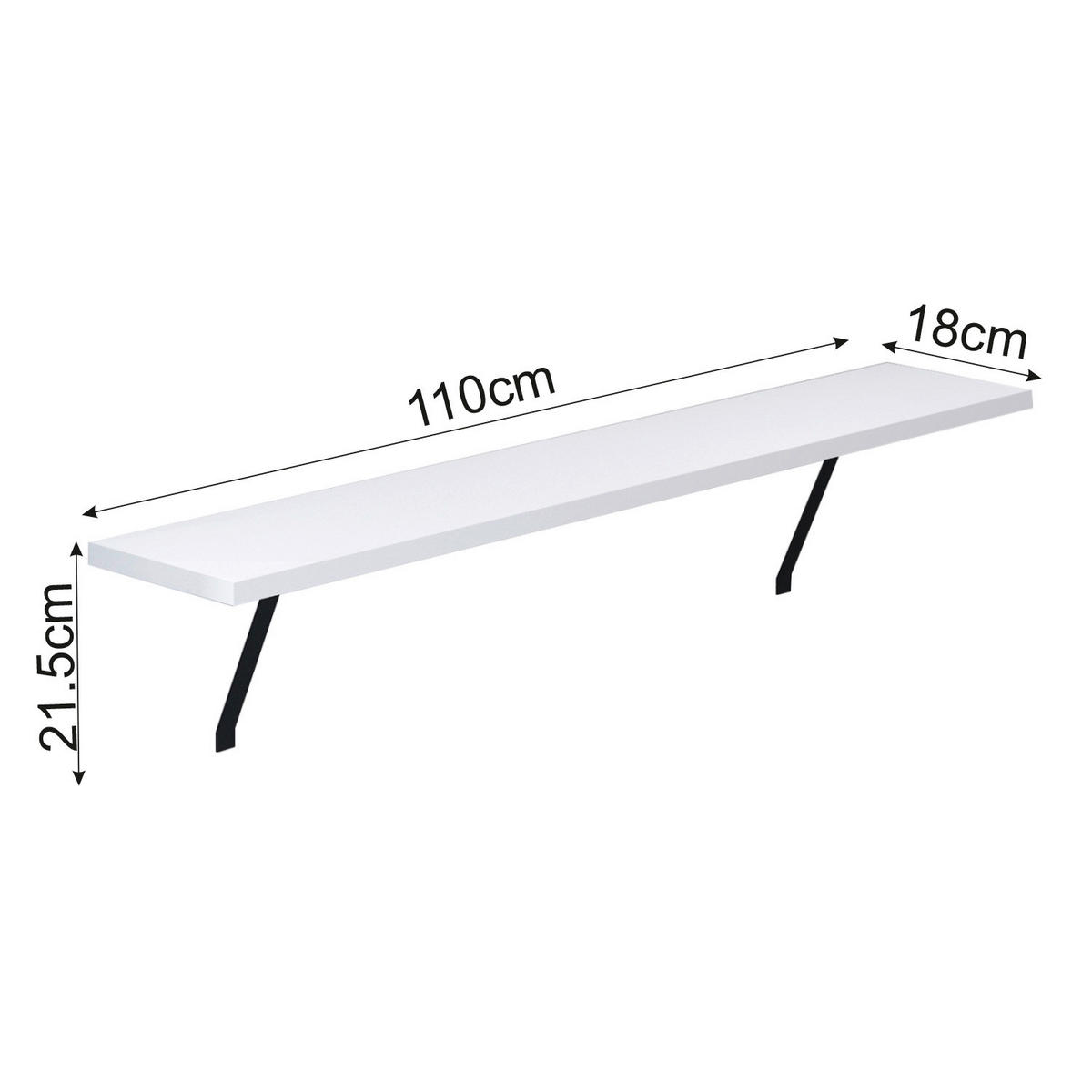 Regalhalter Adin weiß Spanplatte B/H/T: ca. 110x21,5x18 cm Adin - weiß (110,00/21,50/18,00cm) - moebel17