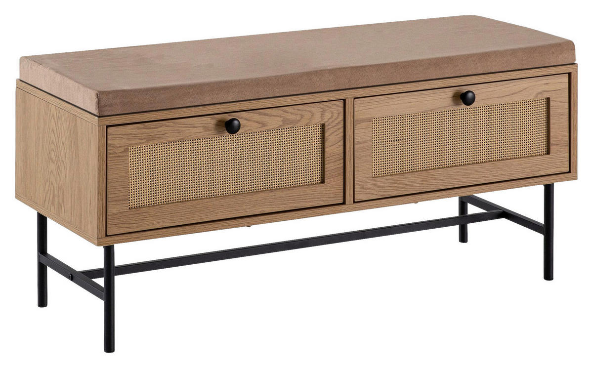 Schuhbank natur Eiche Optik B/H/T: ca. 100x48x38 cm Schuhbank - natur (100,00/48,00/38,00cm) - Wohnling