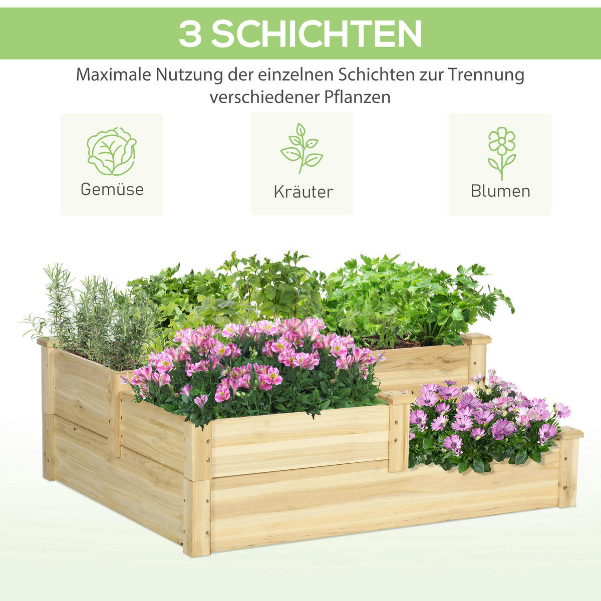 Outsunny Gartenbeet B/H/L: ca. 88x36x108 cm Gartenbeet - natur (108,00/88,00/36,00cm) - Outsunny