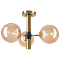 Lamkur Pendelleuchte ROLLO 49304 gold schwarz Stahl Glas H/L: ca. 32x36 cm E27 3 Brennstellen Rollo - gold/schwarz (36,00cm) - Lamkur