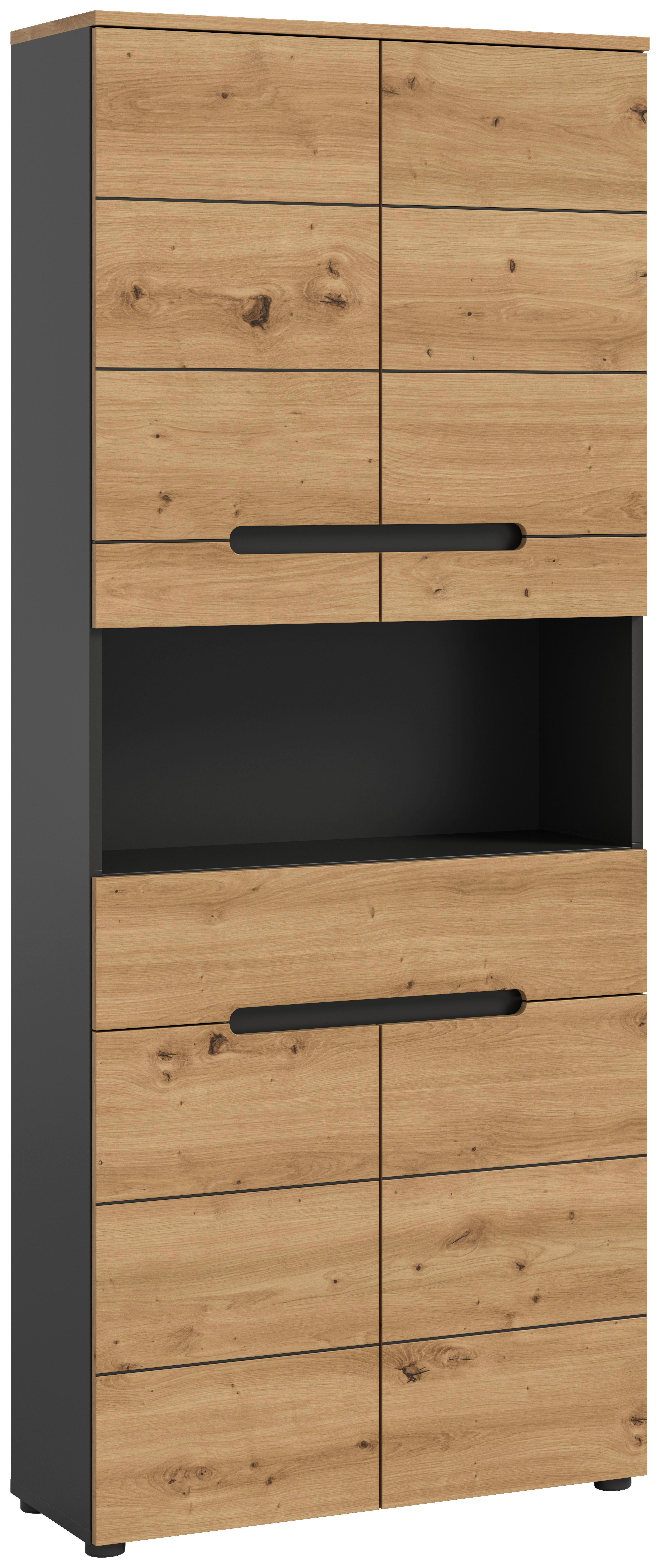 Hochschrank Canu Basalt Eiche Artisan Nachbildung B/H/T: ca. 76x193x34 cm Canu - Eiche/Basalt (76,00/193,00/34,00cm) - xonox.home