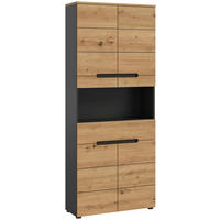 Hochschrank Canu Basalt Eiche Artisan Nachbildung B/H/T: ca. 76x193x34 cm Canu - Eiche/Basalt (76,00/193,00/34,00cm) - xonox.home