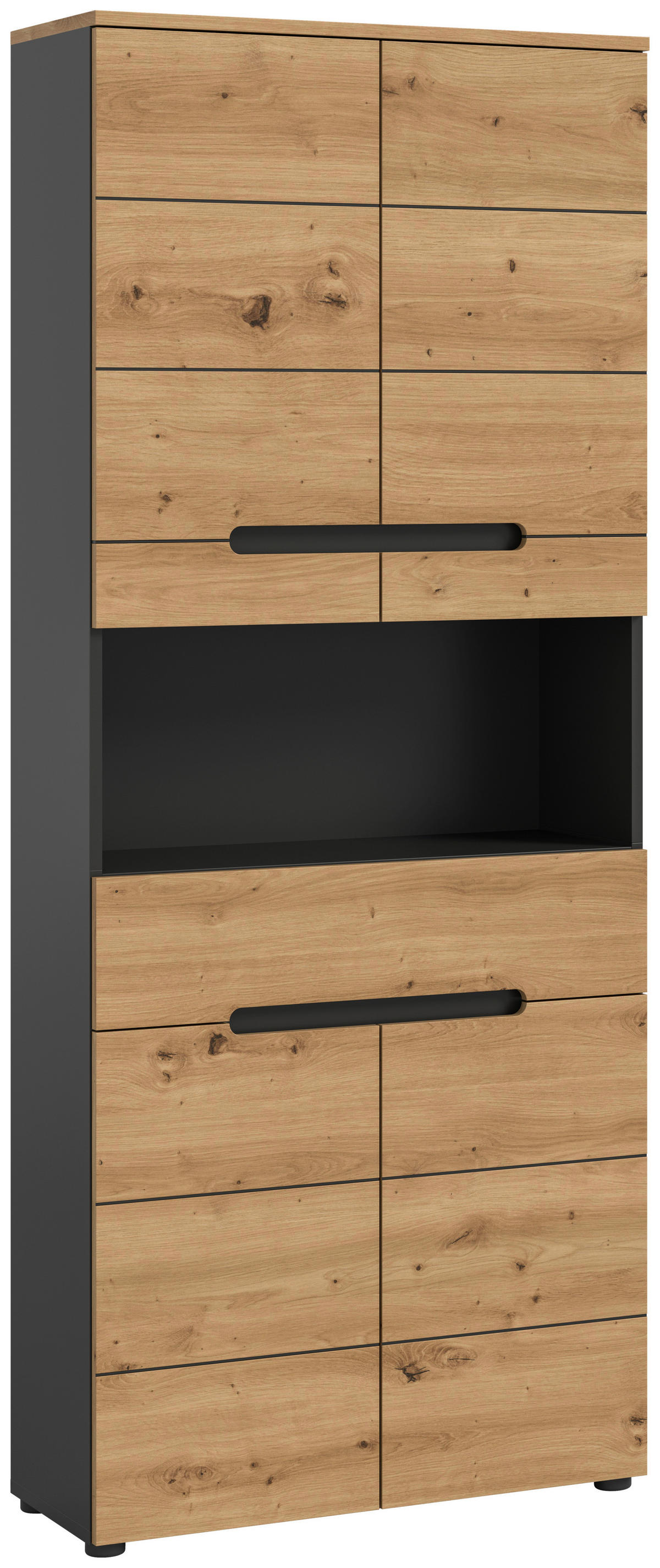 Hochschrank Canu Basalt Eiche Artisan Nachbildung B/H/T: ca. 76x193x34 cm Canu - Eiche/Basalt (76,00/193,00/34,00cm) - xonox.home