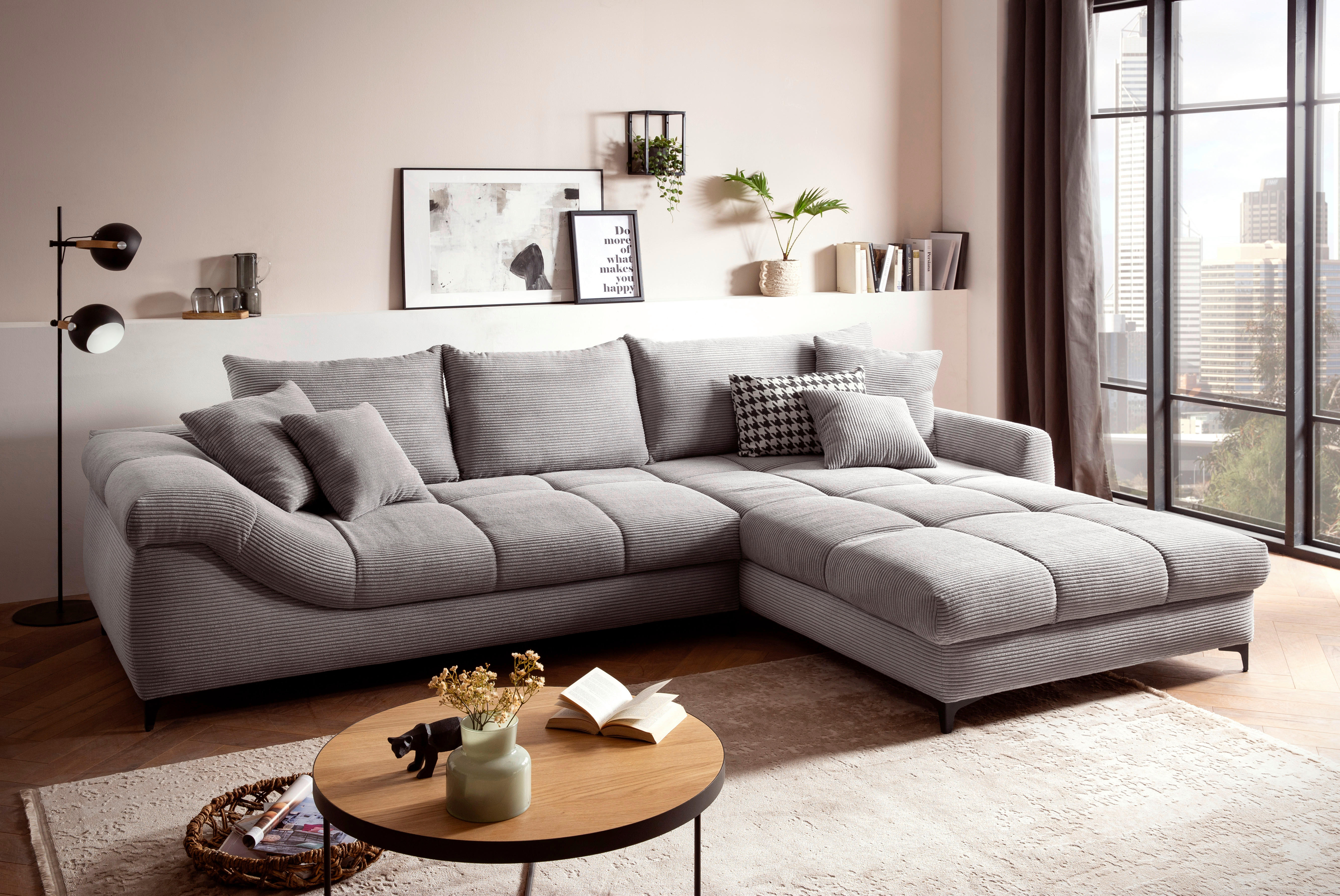 Thumbnail - Ecksofa grau Microfaser B/H/T: ca. 332x96x227 cm