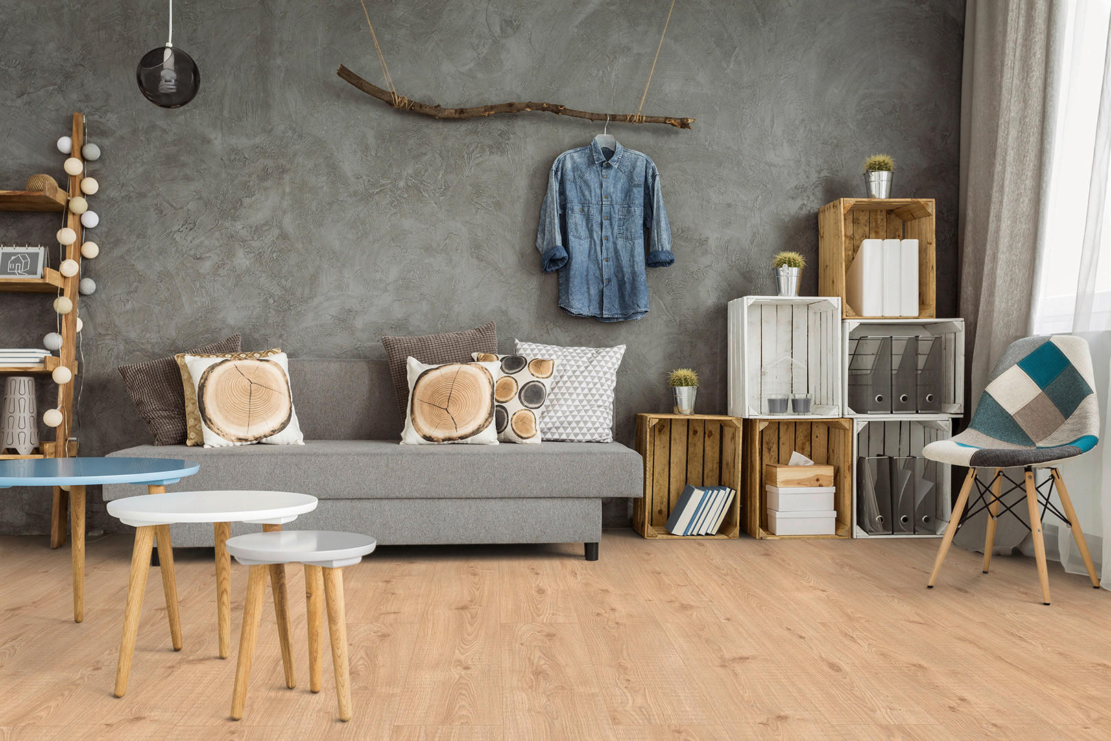 Laminatboden Eiche sägerau ca. 2,158 m² im Paket  B/L: ca. 28x128,5 cm pro Paket Eiche sägerau ca. 2,158 m² im Paket - natur (28,00/128,50cm)