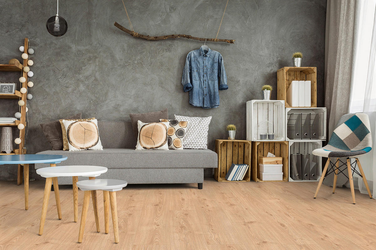 Laminatboden Eiche sägerau ca. 2,158 m² im Paket  B/L: ca. 28x128,5 cm pro Paket Eiche sägerau ca. 2,158 m² im Paket - natur (28,00/128,50cm)