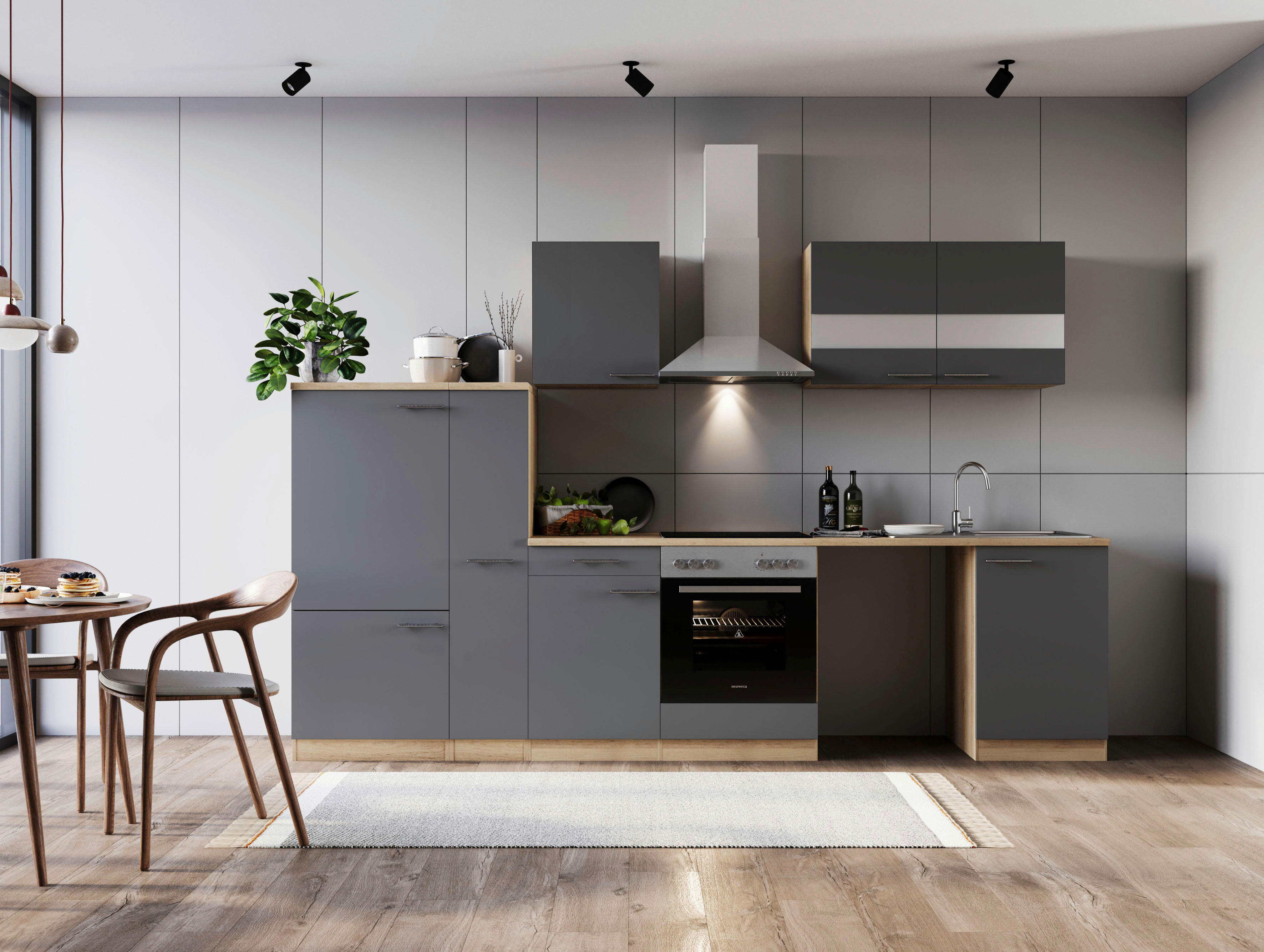 Respekta Küchenblock Merle grau B/H/T: ca. 310x200x60 cm Merle - Eiche/grau (310,00/200,00/60,00cm) - Respekta