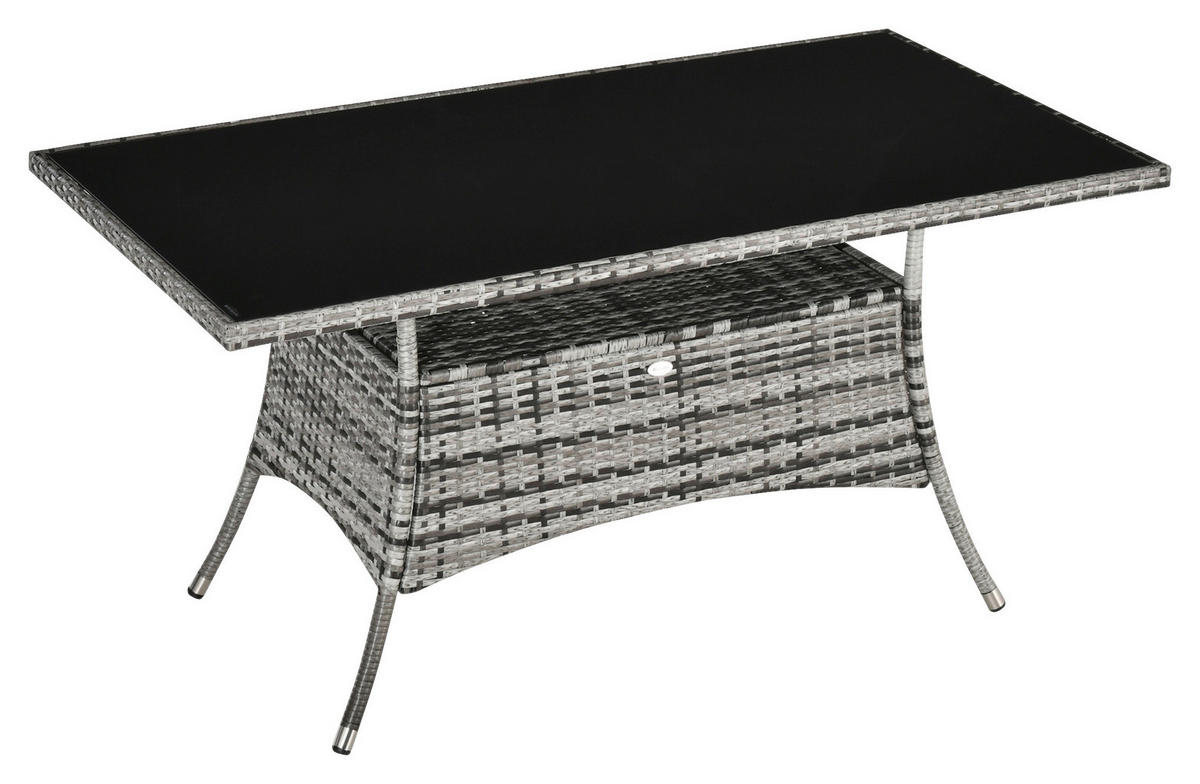 Outsunny Gartentisch grau Polypropylen B/H/L: ca. 85x150x74 cm Gartentisch - schwarz/grau (74,00/85,00/150,00cm) - Outsunny