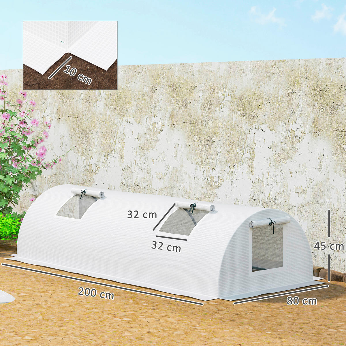 Outsunny Gewächshaus B/H/L: ca. 80x45x200 cm Gewächshaus - weiß (200,00/80,00/45,00cm) - Outsunny
