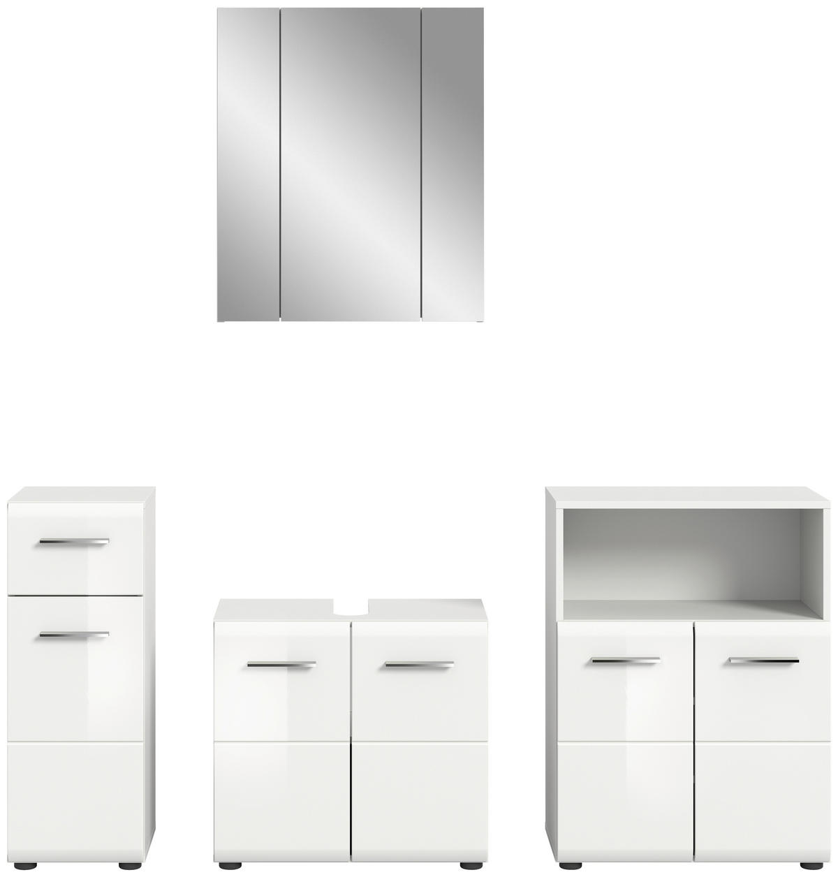 Badezimmer-Set ICE weiß weiß Hochglanz B/H/T: ca. 180x190x32 cm ICE - weiß (180,00/190,00/32,00cm) - xonox.home