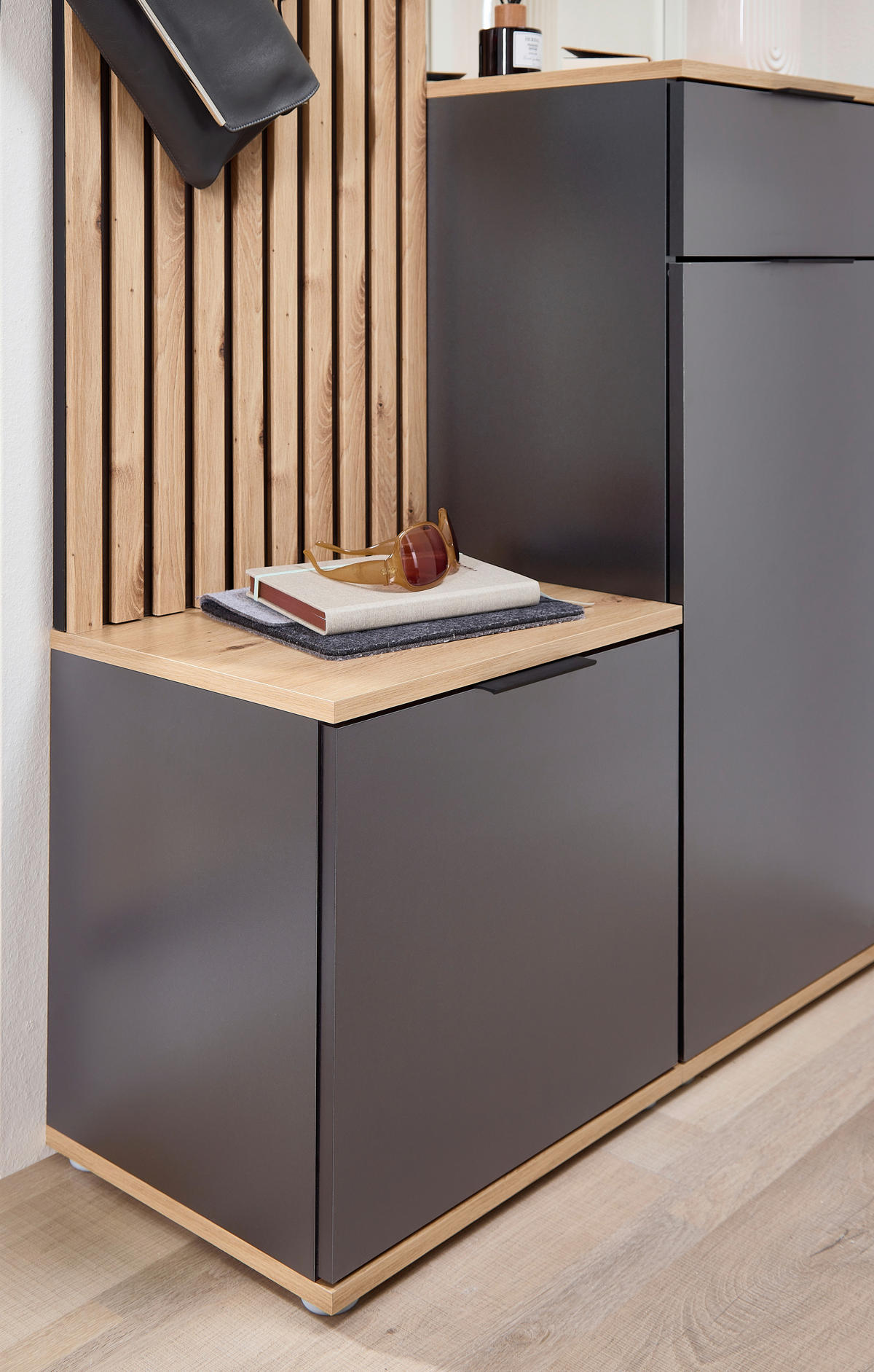 Garderobe Simple anthrazit Eiche Artisan Nachbildung B/H/T: ca. 88x195x35 cm Simple - Eiche/anthrazit (88,00/195,00/35,00cm)