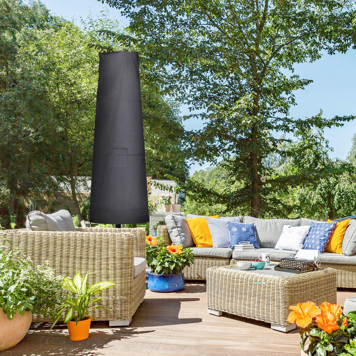 Outsunny Schutzhülle für Sonnenschirm schwarz Fiberglas B/H/L: ca. 80x0,1x200 cm Schutzhülle_für_Sonnenschirm - schwarz (200,00/80,00/0,10cm) - Outsunny