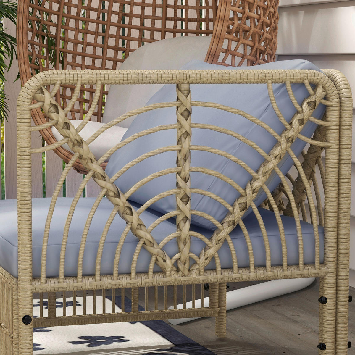 Outsunny Sitzgruppe grau Polyester B/H/L: ca. 73x73x73 cm Rattan_Gartengarnitur - beige/grau (73,00/73,00/73,00cm) - Outsunny