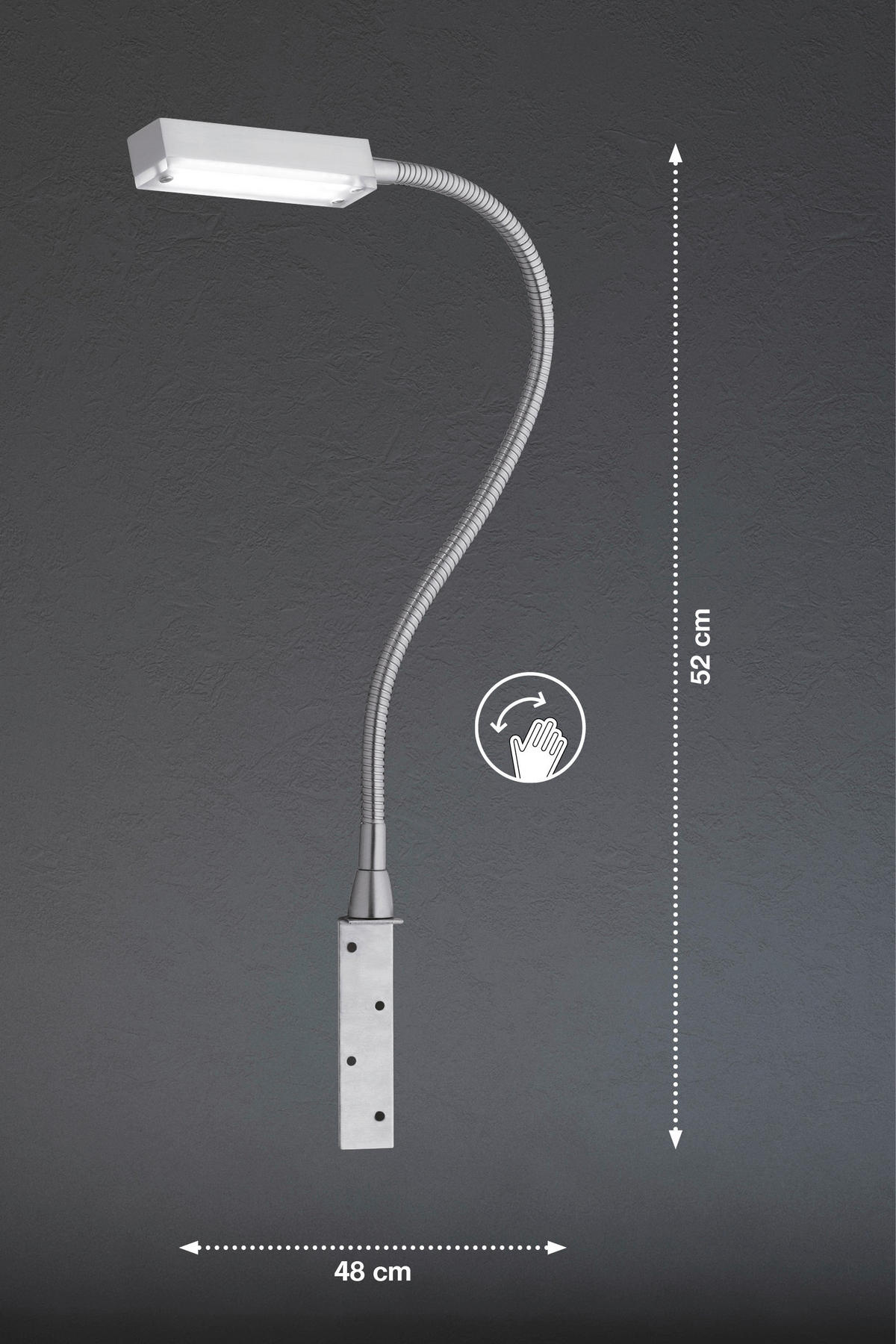 Fischer & Honsel LED-Bettleuchte 30602 nickel matt Acryl Metall B/H/T: ca. 3x52x3 cm 1 Brennstellen Raik - nickel matt (3,00/52,00/3,00cm) - Fischer & Honsel