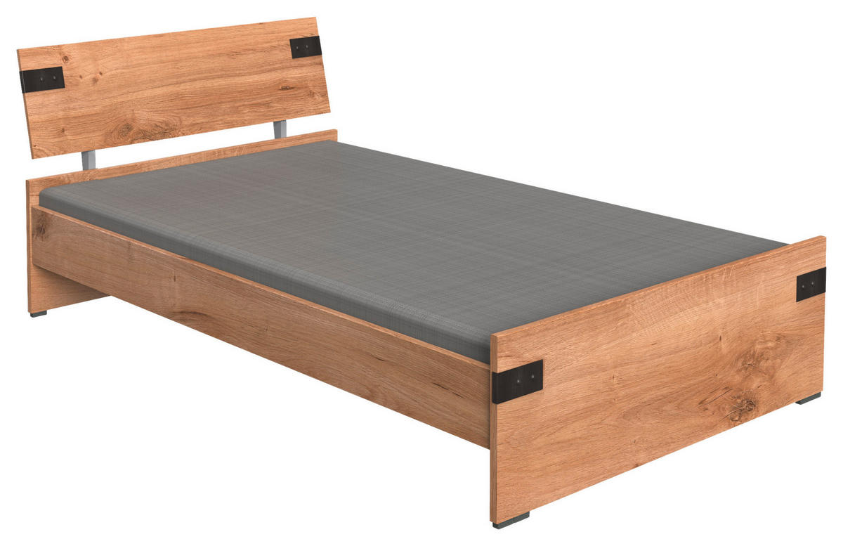 Bett Liverpool Eiche Plankeneiche Nachbildung Graphit B/T: ca. 120x200 cm Liverpool - Eiche/Graphit (120,00/200,00cm)