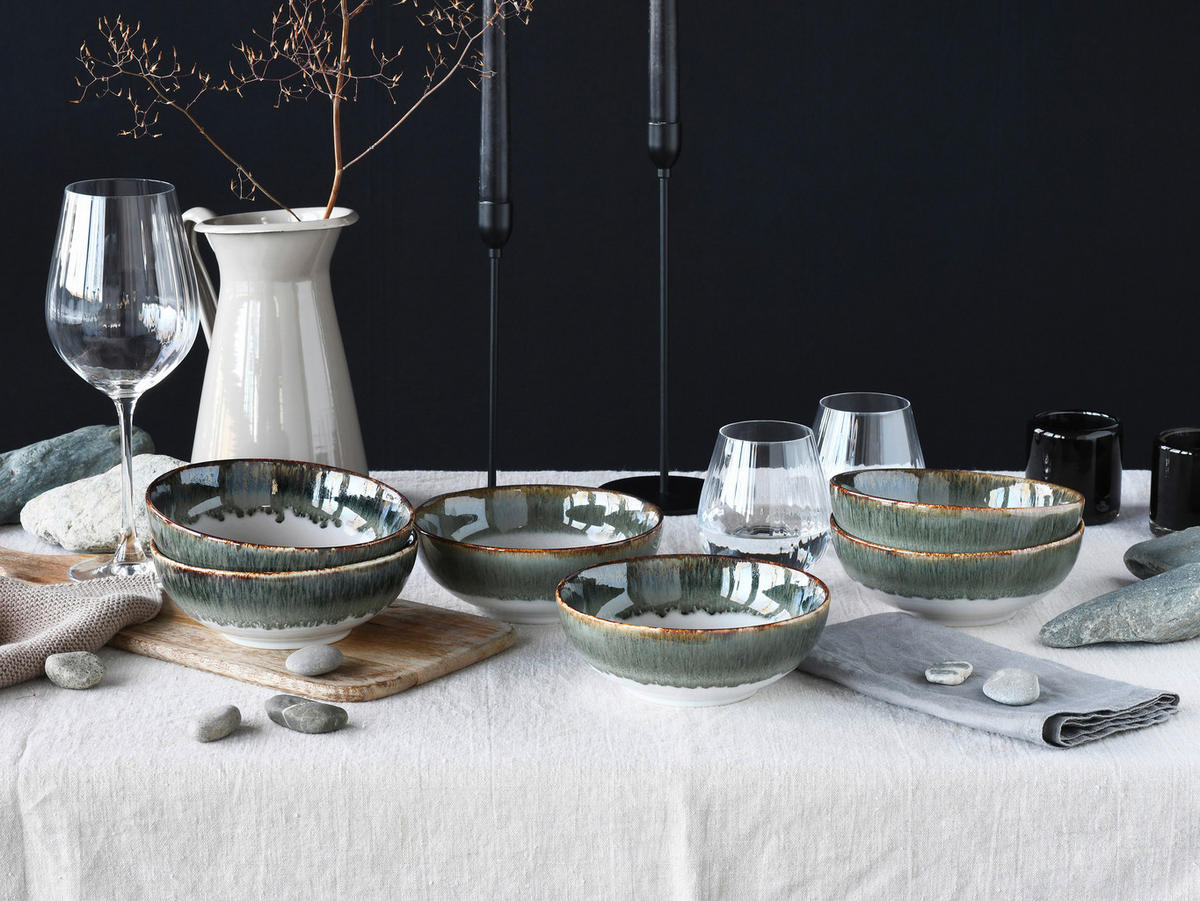 CreaTable Schüssel-Set Cascade grau Steinzeug Cascade - grau - CreaTable