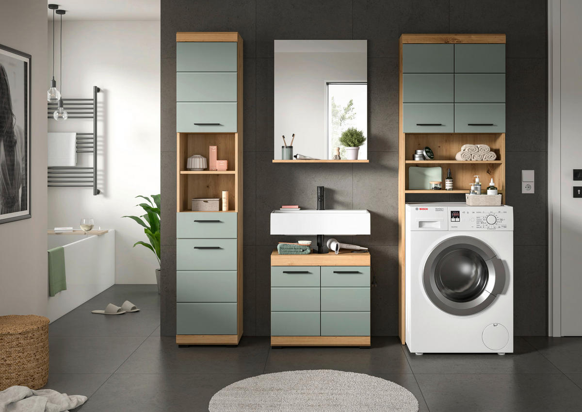 Badezimmer-Set Scout Eiche Artisan Nachbildung salbei Nachbildung B/H/T: ca. 190x191x34 cm Scout - Eiche/salbei (190,00/191,00/34,00cm) - xonox.home
