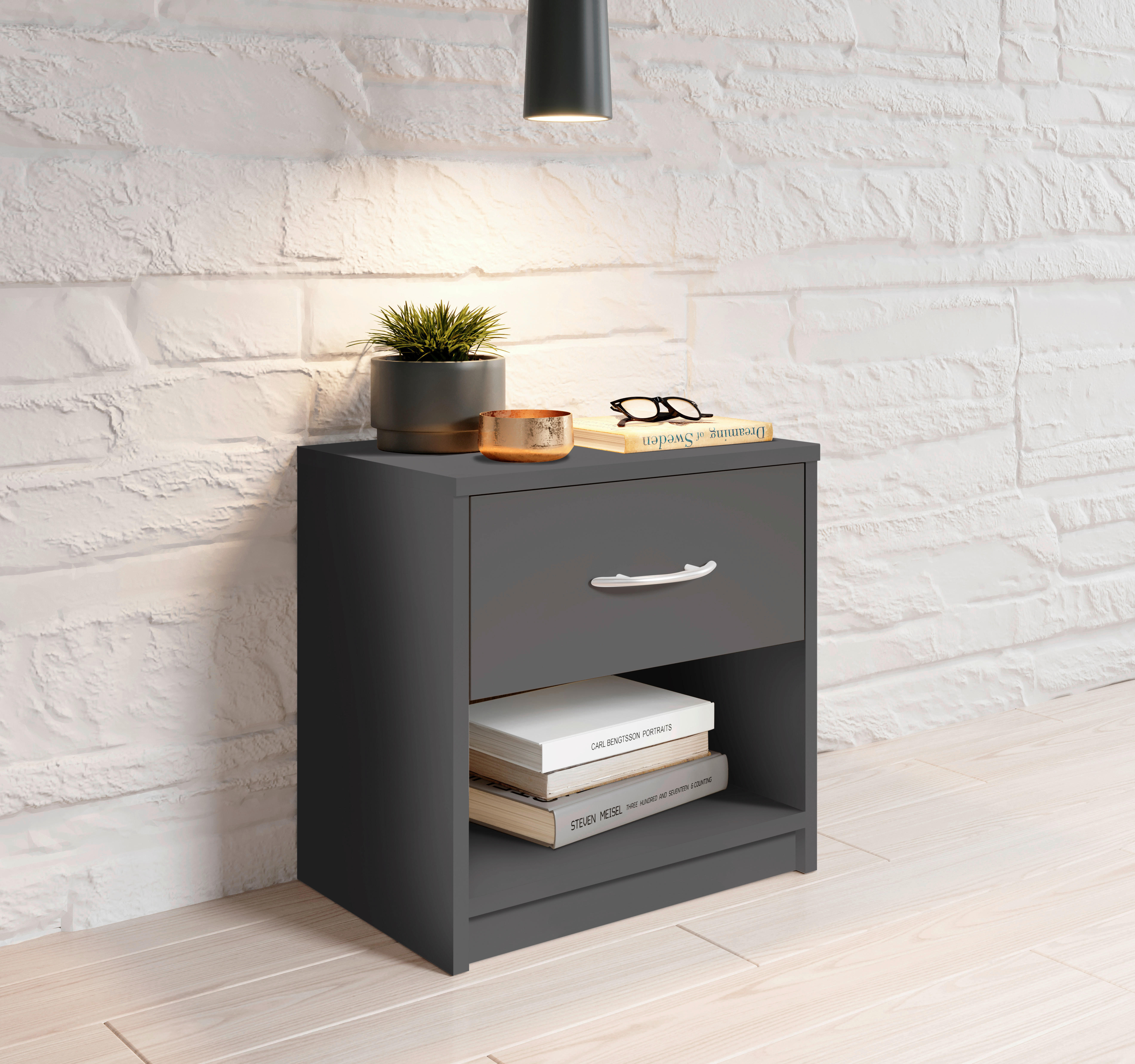 Nachtkonsole Pepe Graphit B/H/T: ca. 39x41x28 cm Pepe - Graphit (39,00/41,00/28,00cm)