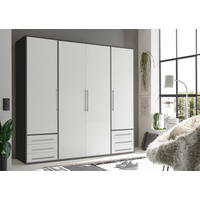 Kleiderschrank Lyss Graphit weiß B/H/T: ca. 205x194x58 cm Lyss - weiß/Graphit (205,00/194,00/58,00cm)