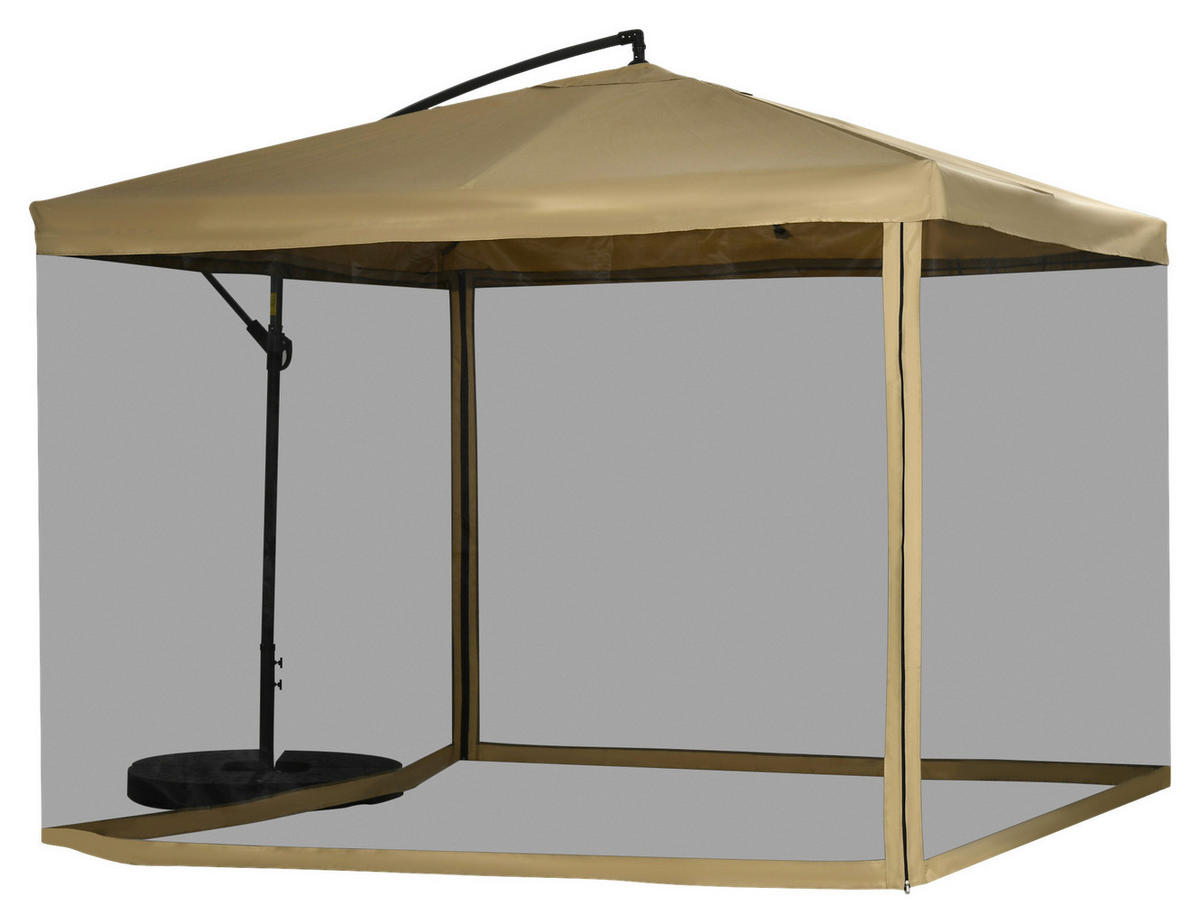 Outsunny Ampelschirm beige Polyester B/H/L: ca. 296x272x296 cm Ampelschirm - beige (296,00/296,00/272,00cm) - Outsunny