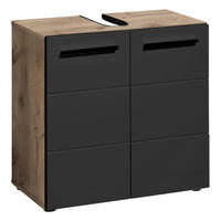 Waschbeckenunterschrank Vista Oak Eiche Viking Nachbildung schwarz matt B/H/T: ca. 60x62x31 cm Vista - schwarz/Oak (60,00/62,00/31,00cm)