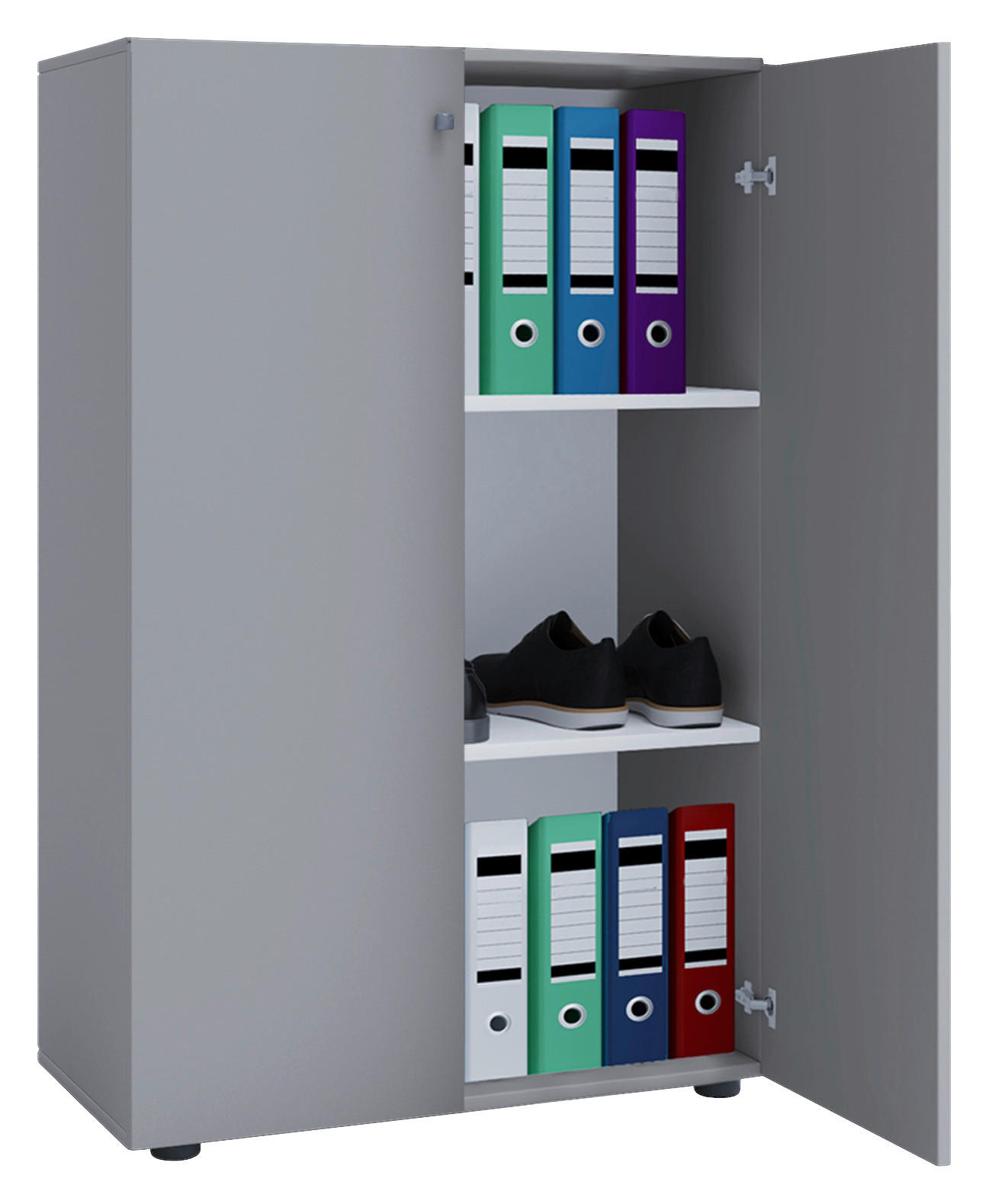 Büroschrank Lona XL grau weiß B/H/T: ca. 70x110x39 cm Lona XL - weiß/grau (70,00/110,00/39,00cm) - VCM Möbel