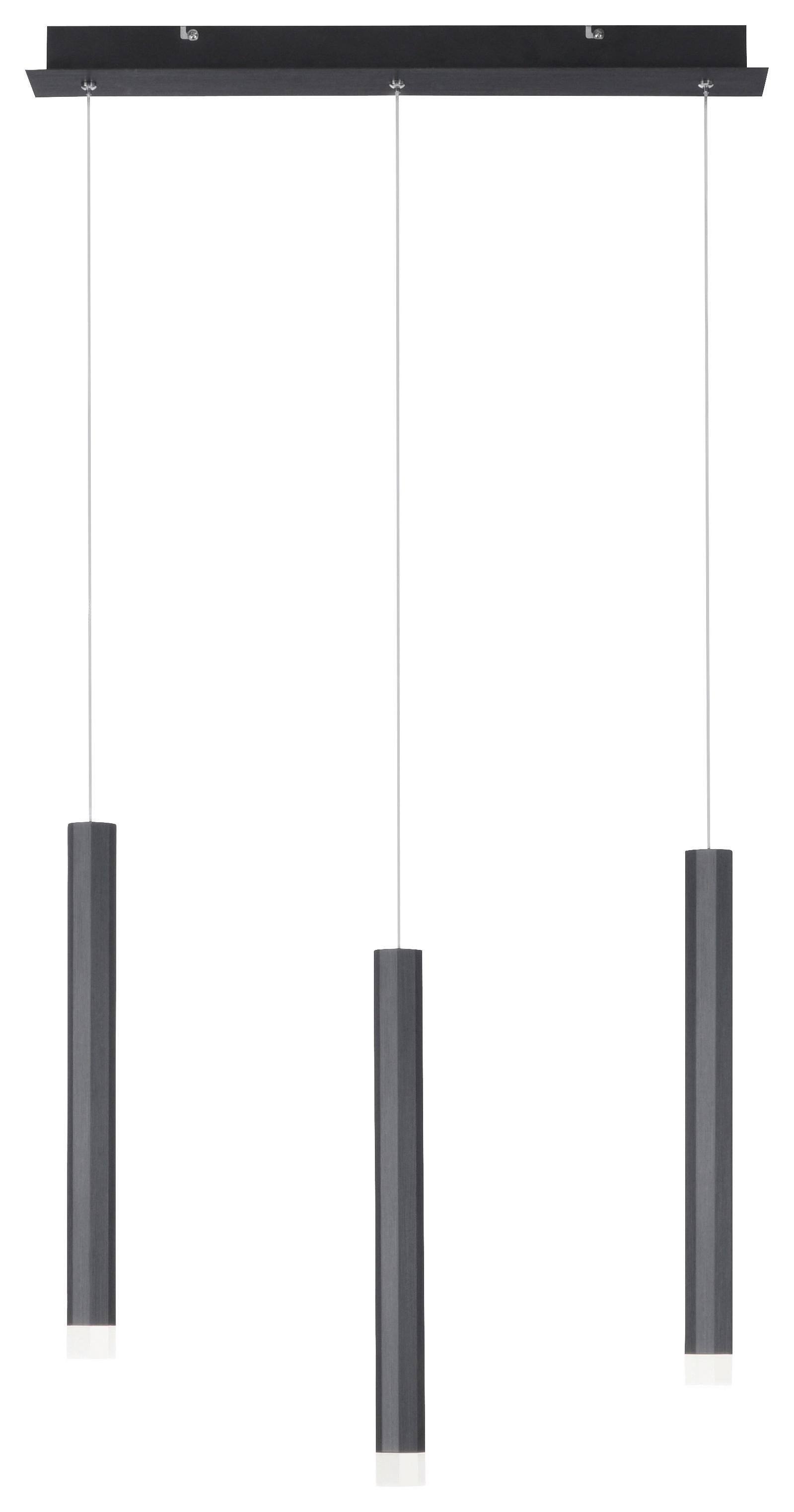 Just Light LED-Pendelleuchte BRUNO 15203-18 schwarz Eisen Aluminium B/H/T: ca. 55x120x8 cm 3.0 Brennstellen BRUNO - schwarz (55,00/120,00/8,00cm) - Just Light