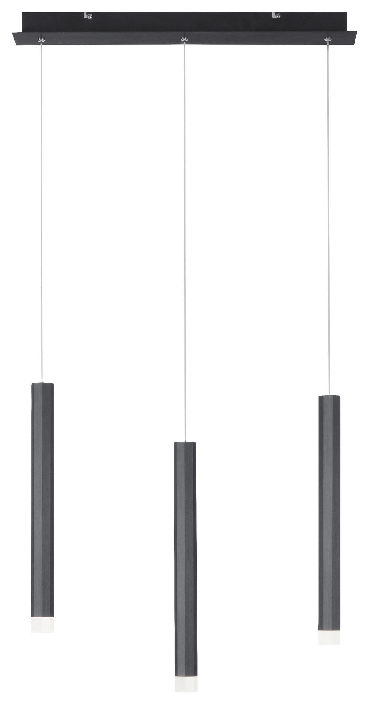 Just Light LED-Pendelleuchte BRUNO 15203-18 schwarz Eisen Aluminium B/H/T: ca. 55x120x8 cm 3.0 Brennstellen BRUNO - schwarz (55,00/120,00/8,00cm) - Just Light