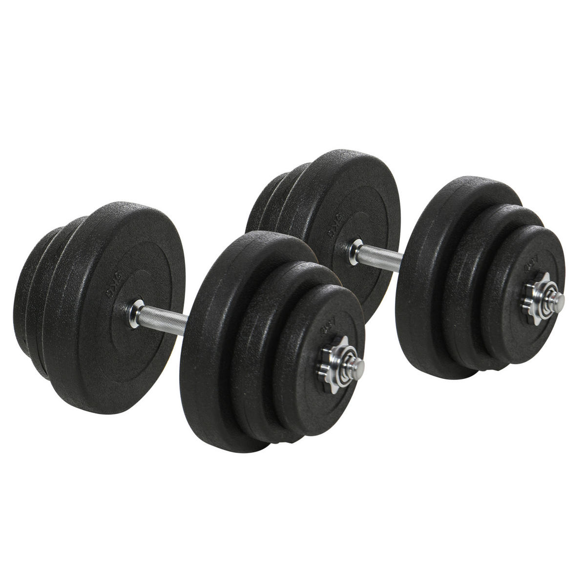 HOMCOM Hantel-Set schwarz Edelstahl B/H/L: ca. 24,5x24,5x45 cm Kurzhantel-Set - schwarz (45,00/24,50/24,50cm) - HOMCOM