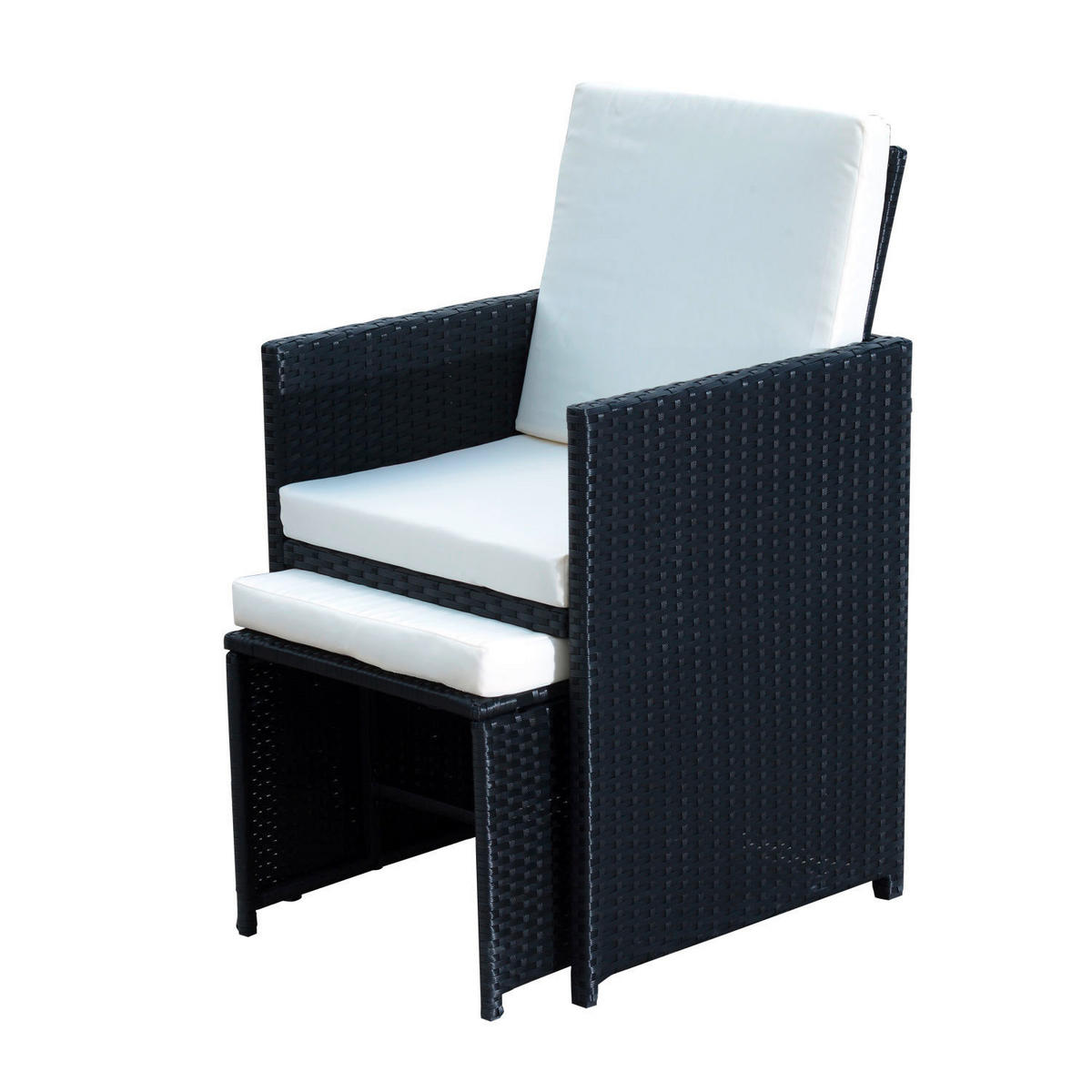 Outsunny Sitzgruppe schwarz Polyrattan Polyrattan_Sitzgruppe - schwarz - Outsunny