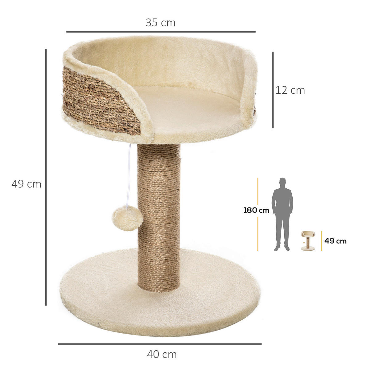 PawHut Kratzbaum kaffee Polyester B/H/L: ca. 40x49x40 cm Kratzbaum - kaffee (40,00/40,00/49,00cm) - PawHut