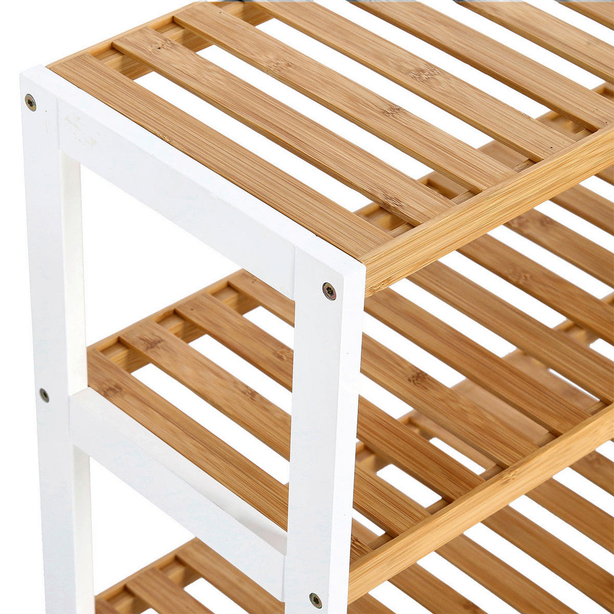 Zeller Schuhregal weiß Bambus B/H/T: ca. 70x54x26 cm Schuhregal_mit_3_Ablagen - weiß/natur (70,00/54,00/26,00cm) - Zeller